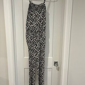 INC International Concepts Black and White Patterned Jumpsuit